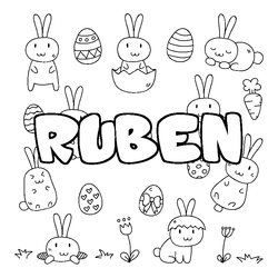 Coloraci&oacute;n del nombre RUBEN - decorado Pascua