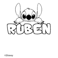 Coloraci&oacute;n del nombre RUBEN - decorado Stitch