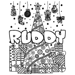 Coloraci&oacute;n del nombre RUDDY - decorado &aacute;rbol de Navidad y regalos