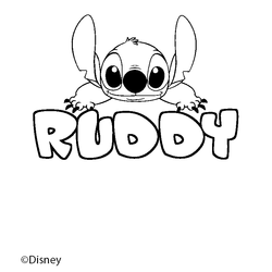 Coloraci&oacute;n del nombre RUDDY - decorado Stitch