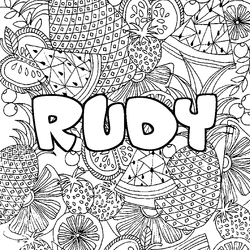 Coloraci&oacute;n del nombre RUDY - decorado mandala de frutas