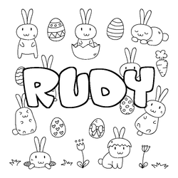 Coloraci&oacute;n del nombre RUDY - decorado Pascua