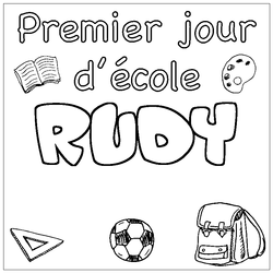 Coloraci&oacute;n del nombre RUDY - decorado primer d&iacute;a de escuela