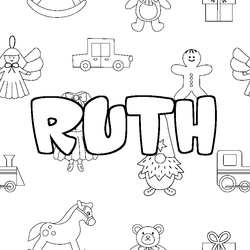 Coloraci&oacute;n del nombre RUTH - decorado juguetes