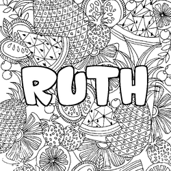 Coloraci&oacute;n del nombre RUTH - decorado mandala de frutas