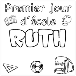 Coloraci&oacute;n del nombre RUTH - decorado primer d&iacute;a de escuela