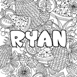 Coloraci&oacute;n del nombre RYAN - decorado mandala de frutas
