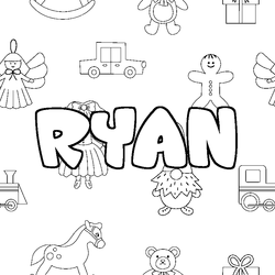 Coloraci&oacute;n del nombre RYAN - decorado juguetes