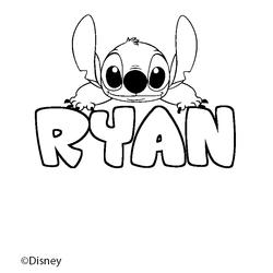 Coloraci&oacute;n del nombre RYAN - decorado Stitch