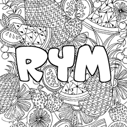 Coloraci&oacute;n del nombre RYM - decorado mandala de frutas