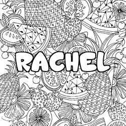 Coloraci&oacute;n del nombre RACHEL - decorado mandala de frutas