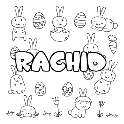Coloraci&oacute;n del nombre RACHID - decorado Pascua