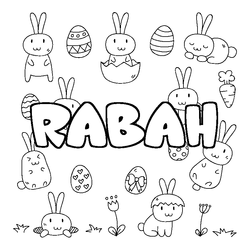Coloraci&oacute;n del nombre RABAH - decorado Pascua