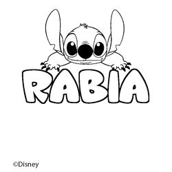 Coloraci&oacute;n del nombre RABIA - decorado Stitch
