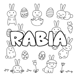 Coloraci&oacute;n del nombre RABIA - decorado Pascua