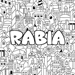 Coloraci&oacute;n del nombre RABIA - decorado ciudad