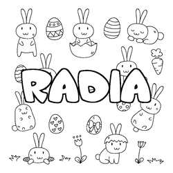 Coloraci&oacute;n del nombre RADIA - decorado Pascua