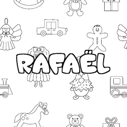 Coloraci&oacute;n del nombre RAFA&Euml;L - decorado juguetes