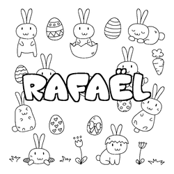 Coloraci&oacute;n del nombre RAFA&Euml;L - decorado Pascua