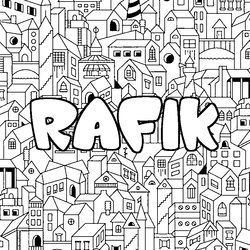 Coloraci&oacute;n del nombre RAFIK - decorado ciudad