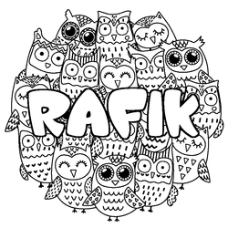 Coloraci&oacute;n del nombre RAFIK - decorado b&uacute;hos