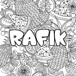 Coloraci&oacute;n del nombre RAFIK - decorado mandala de frutas