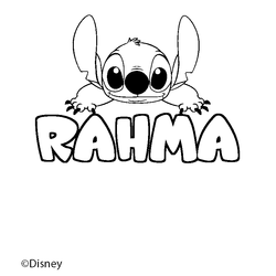Coloraci&oacute;n del nombre RAHMA - decorado Stitch
