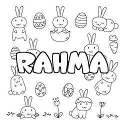 Coloraci&oacute;n del nombre RAHMA - decorado Pascua