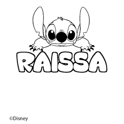 Coloraci&oacute;n del nombre RAISSA - decorado Stitch