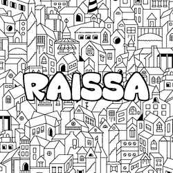 Coloraci&oacute;n del nombre RAISSA - decorado ciudad