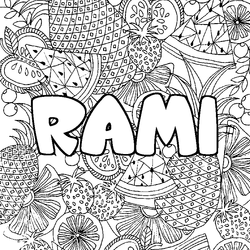 Coloraci&oacute;n del nombre RAMI - decorado mandala de frutas