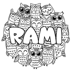 Coloraci&oacute;n del nombre RAMI - decorado b&uacute;hos