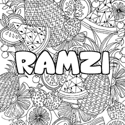 Coloraci&oacute;n del nombre RAMZI - decorado mandala de frutas