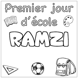 Coloraci&oacute;n del nombre RAMZI - decorado primer d&iacute;a de escuela