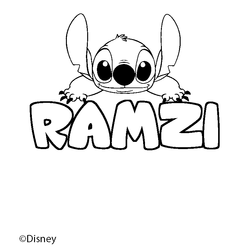 Coloraci&oacute;n del nombre RAMZI - decorado Stitch