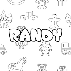 Coloraci&oacute;n del nombre RANDY - decorado juguetes