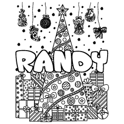 Coloraci&oacute;n del nombre RANDY - decorado &aacute;rbol de Navidad y regalos