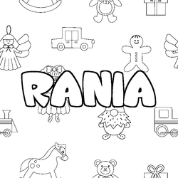 Coloraci&oacute;n del nombre RANIA - decorado juguetes