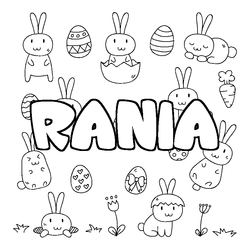 Coloraci&oacute;n del nombre RANIA - decorado Pascua
