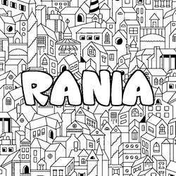 Coloraci&oacute;n del nombre RANIA - decorado ciudad
