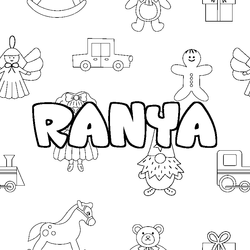Coloraci&oacute;n del nombre RANYA - decorado juguetes