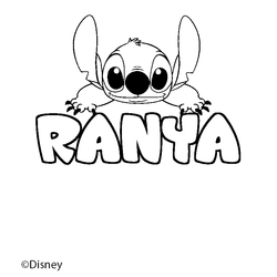 Coloraci&oacute;n del nombre RANYA - decorado Stitch