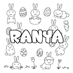 Coloraci&oacute;n del nombre RANYA - decorado Pascua
