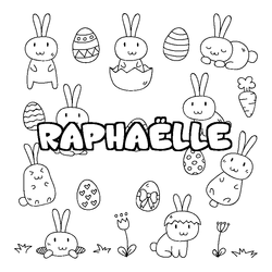 Coloraci&oacute;n del nombre RAPHA&Euml;LLE - decorado Pascua