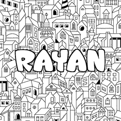 Coloraci&oacute;n del nombre RAYAN - decorado ciudad