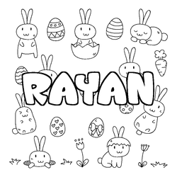 Coloraci&oacute;n del nombre RAYAN - decorado Pascua