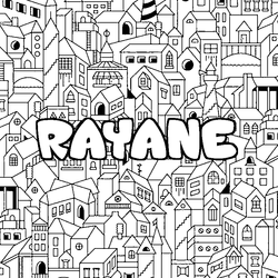 Coloraci&oacute;n del nombre RAYANE - decorado ciudad