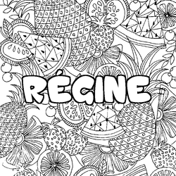 Coloraci&oacute;n del nombre R&Eacute;GINE - decorado mandala de frutas