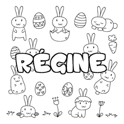 Coloraci&oacute;n del nombre R&Eacute;GINE - decorado Pascua