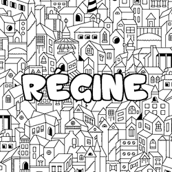 Coloraci&oacute;n del nombre R&Eacute;GINE - decorado ciudad